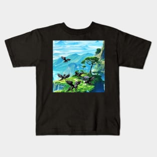 Winged Shadows Ensemble Kids T-Shirt